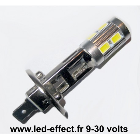Ampoule H1 10 leds 5630 blanches 9 à 30 volts - Led-effect